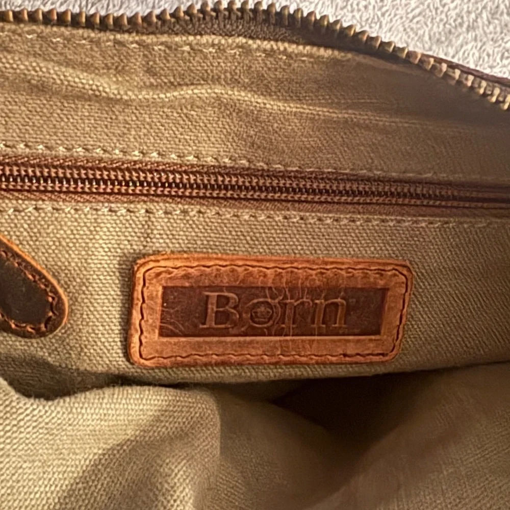 Born Brown Leather Hobo Distressed Shoulder Bag Purse Y2K - Picture 11 of 12